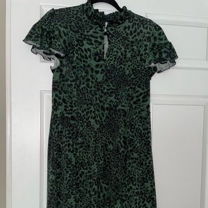 Fit and Flare Green Animal Print dress